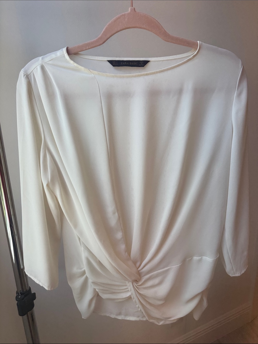 Zara Cream Twist-Detail Blouse